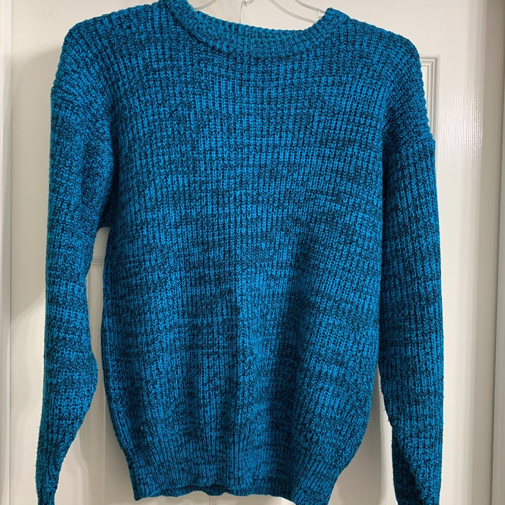 JW Brand Women's Teal Blue/Black Sweater, Size Medium